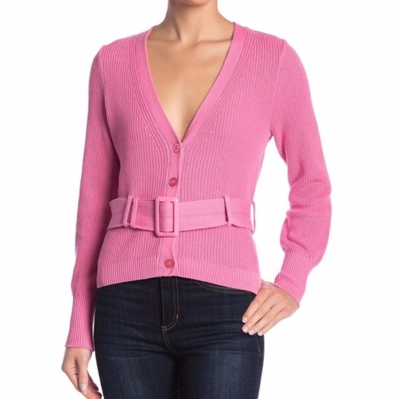 Free Press | Pink Belted Cardigan Sweater - Picture 1 of 7